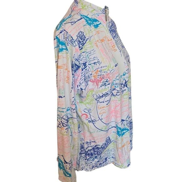 Anthony's Resort Wear Womens Long Sleeve Multicolor Zip Pullover Top Medium - Picture 4 of 11